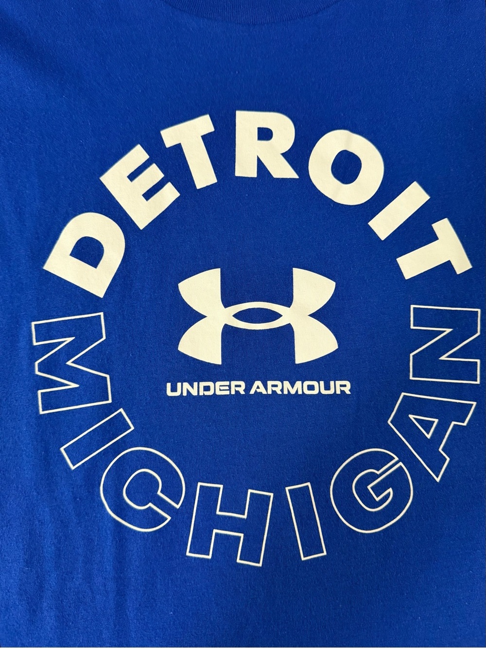 Under Armour Men’s Blue Detroit Michigan T Shirt. Mens Size Small.